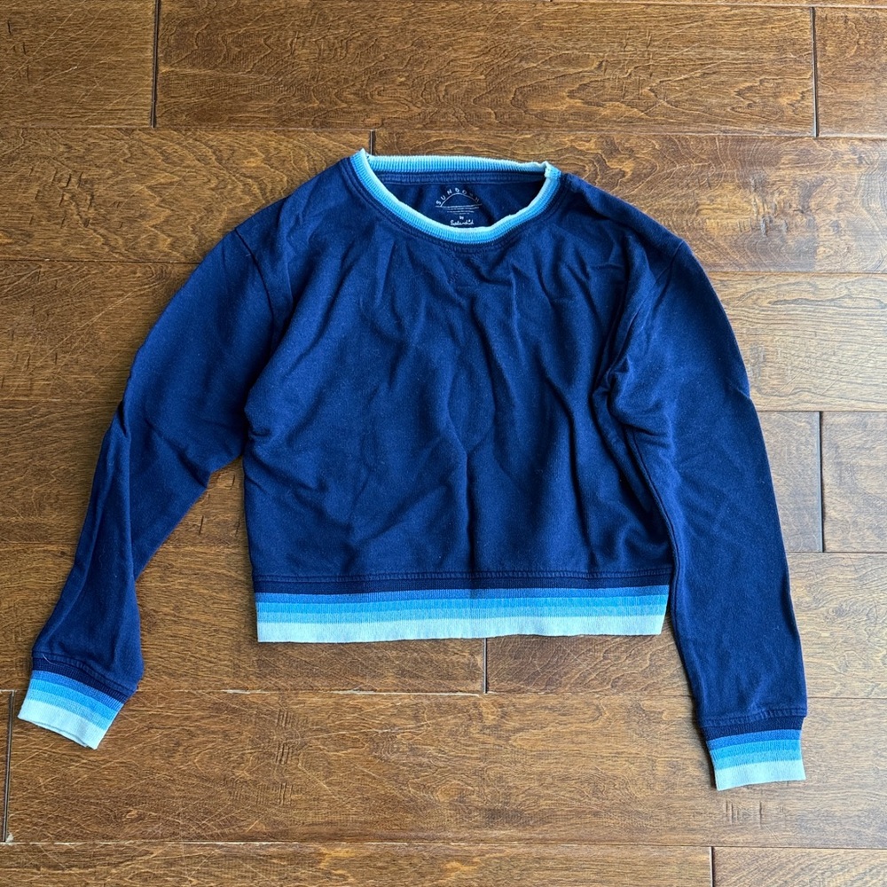 Splendid Navy Blue Crop Top with Light Blue Accents